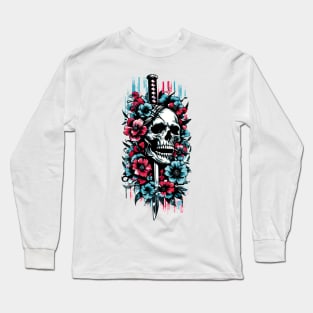 Sworded Blossom Skull Long Sleeve T-Shirt